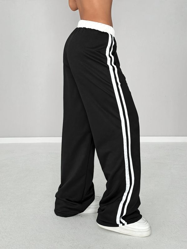 women's high waisted black joggers with white