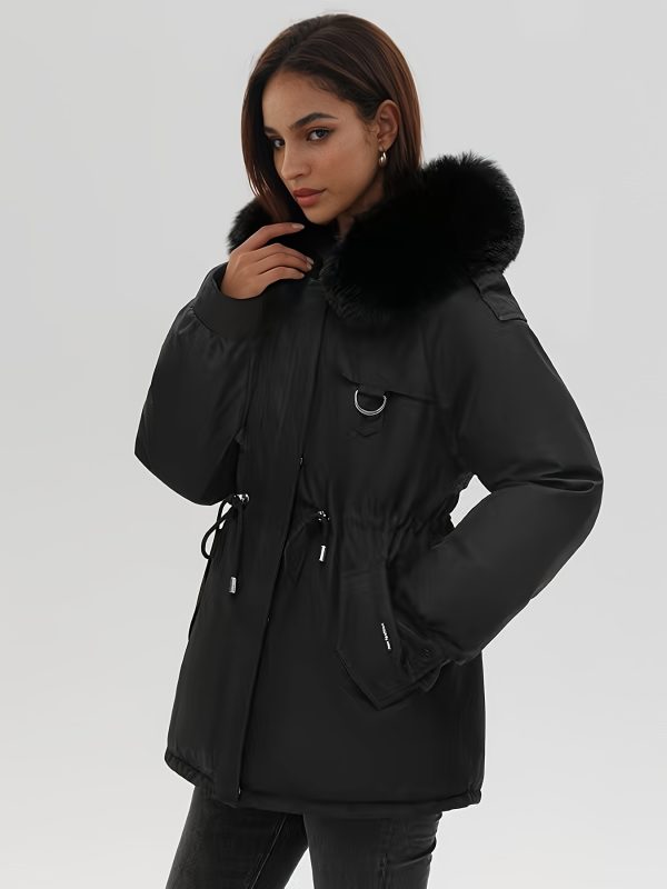 women's beige faux fur zip up coat long winter coat with pockets, solid color, fallu002fwinter style, cozy outerwear for cold weather, cozy winter wear | zipup coat | durable outerwear