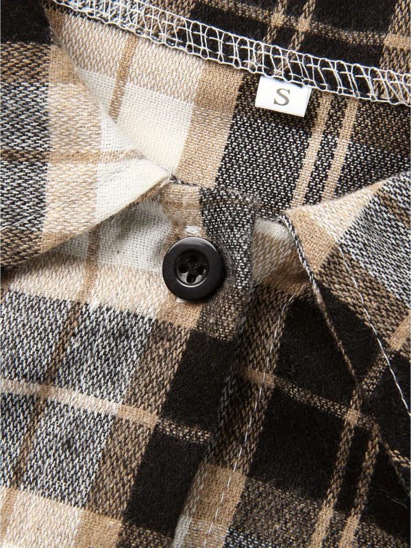 women's vintage plaid turn collar long sleeve tops single breasted blouse with geometric pattern, v neck, all season comfort for spring & fall, xsu002fsu002fmu002flu002fxlu002fxxl, versatile clothing | vintage style top | singlebreast design