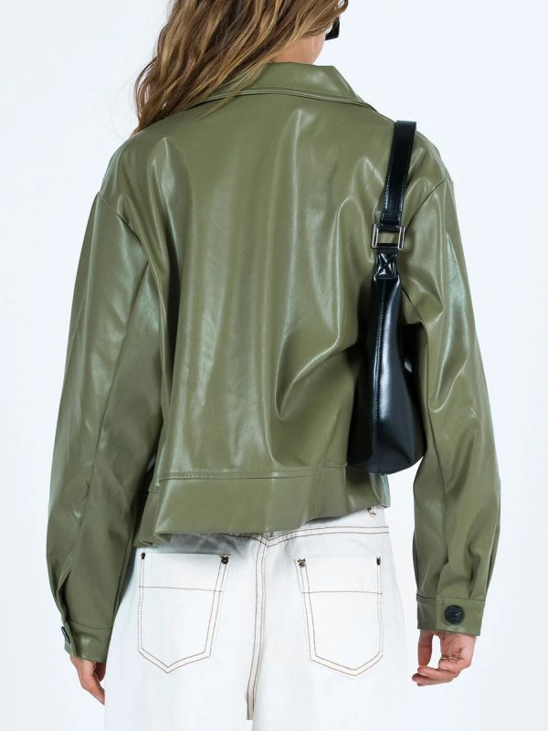 women's casual leather like crop jacket solid color long sleeve button front cardigan coat with chest pocket, warm fall winter outerwear, versatile streetwear & everyday jacket for women (hand washu002fdry clean)