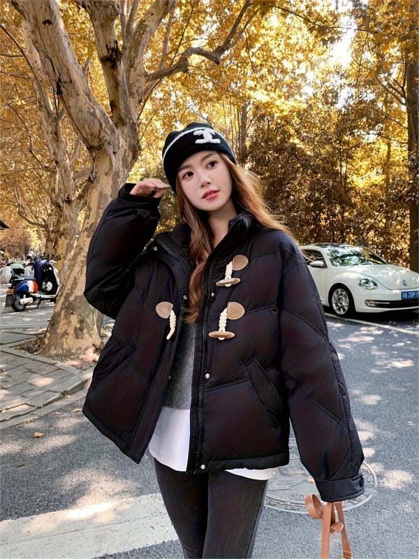women's cozy fleece lined winter jacket with adjustable straps black casual outerwear, long sleeves, flared hem, zipper closure, warm & stylish for cold weather, winter coats