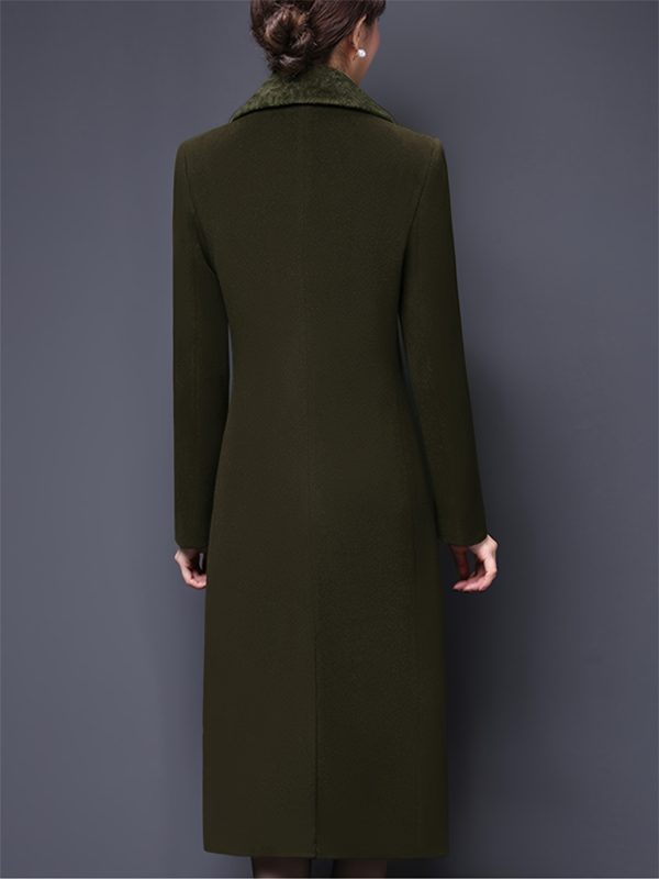 women's double breasted notched lapel midi pea coat jackets