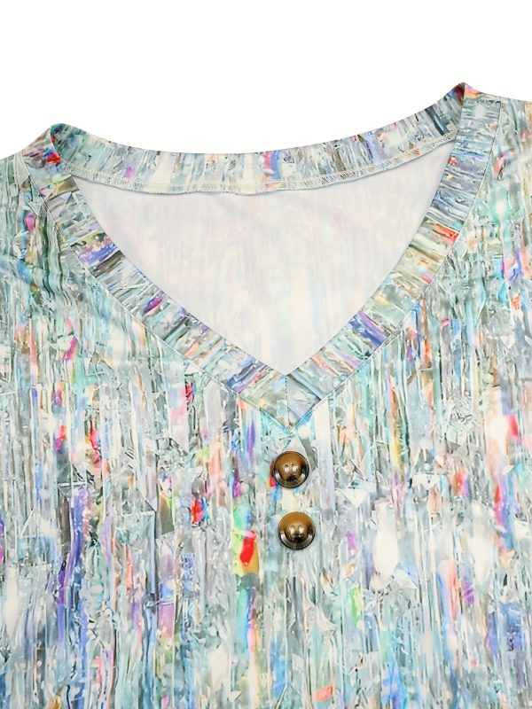 women's casual loose fit v neck short sleeve t shirt multicolor striped pattern, soft fabric, comfortable casual attire, ladies t shirts
