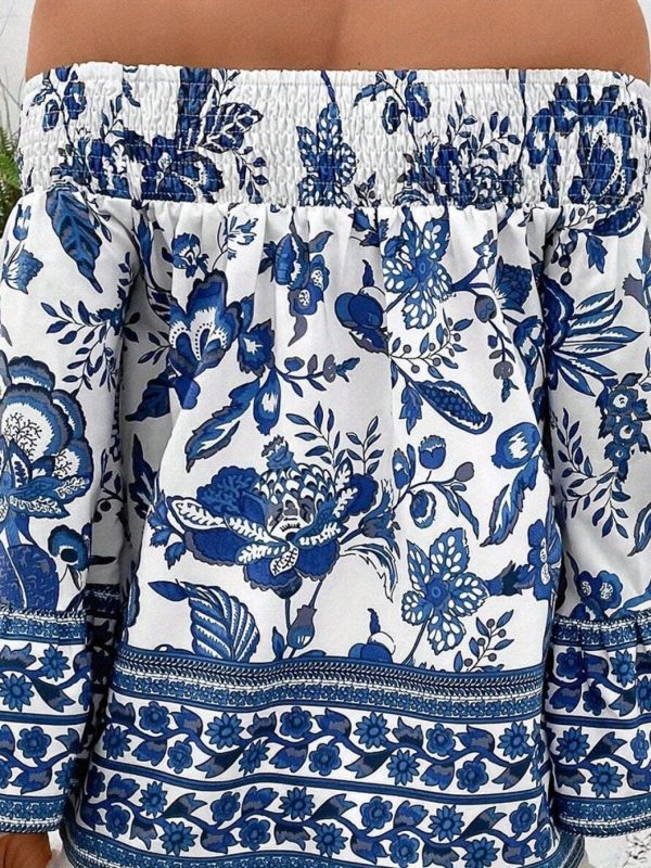 new arrival women's off shoulder printed top with long sleeves, a fashionable piece for summer.