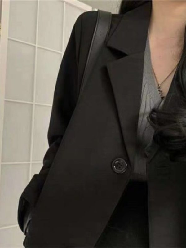women's classic long black blazer elegant business & casual jacket, structured fit with button front closure, all season professional outerwear for office, formal events & everyday chic machine washable women's blazer, sophisticated texture
