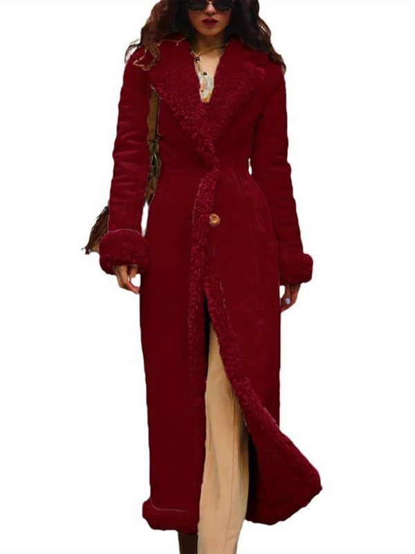 women's cozy fleece lined winter jacket extra long warm coat with pockets, button up front, and fluffy lined for fallu002fwinter, casual outerwear | cozy winter coat | plush lined jacket
