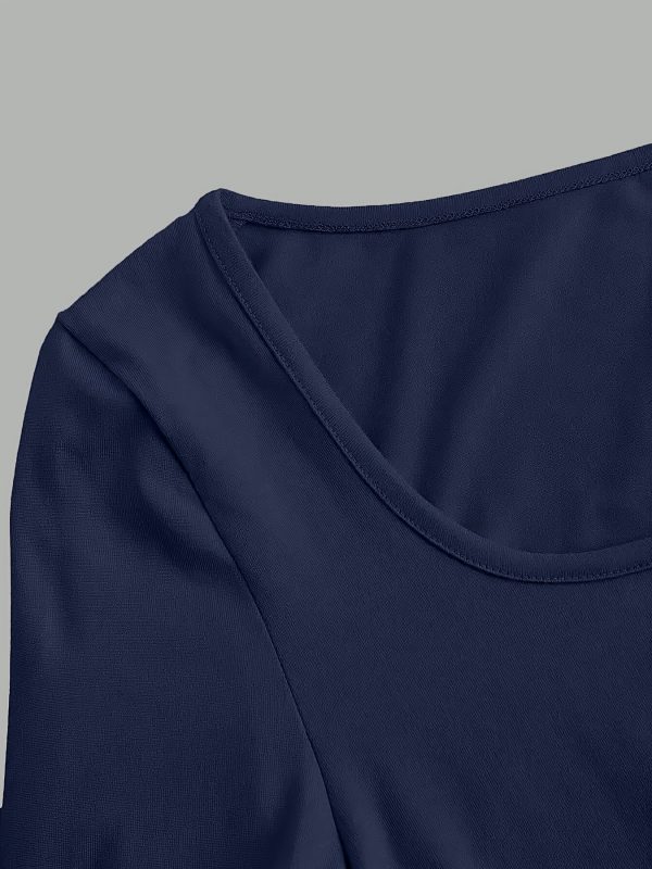women's spring and autumn classic three color square neck long sleeve, simple fashionable versatile new style, 3pcs set