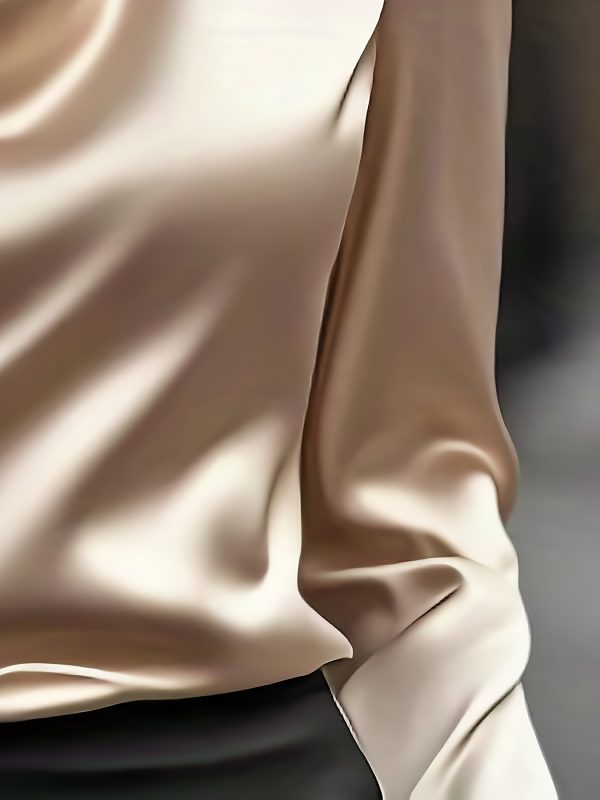 european and american fashionable casual women's clothing, satin simple swing collar shirt, commuting design sense top temperament, women's clothing