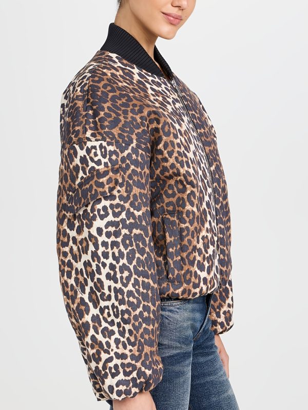 new autumn fashion versatile leopard print stand collar jacket coat