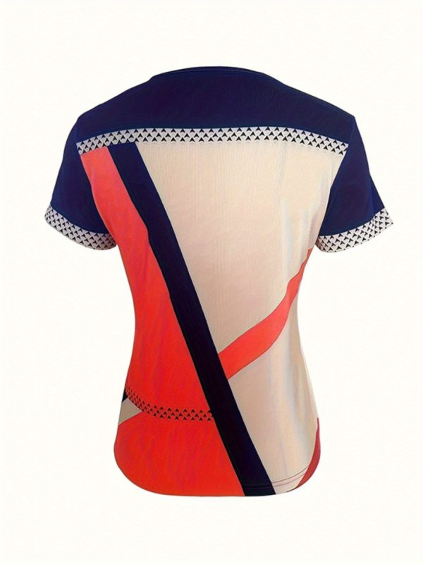 women's sexy front zipper t shirt navyu002fwhiteu002forangeu002f, all season casual & formal tops, machine washable everyday & special occasion outfits, versatile fashion, side tie detail, nontransparent fabric