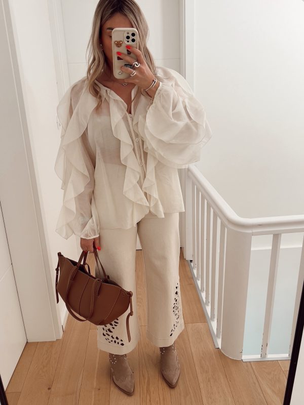 elevate your style game with our chic t shirt collection white, pink, and yellow options available, v neck, long sleeve, ruffle detail, all season wear, casual chic top|vneck tshirt|ruffle detail shirt