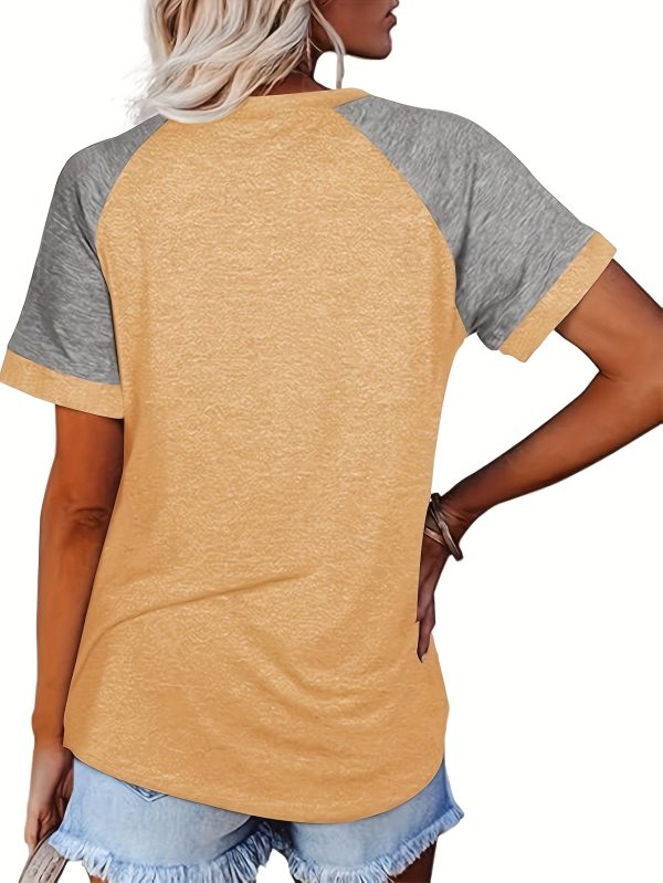 three piece set 2025 european and american fashion women's short sleeved t shirt casual color matching short sleeved t shirt