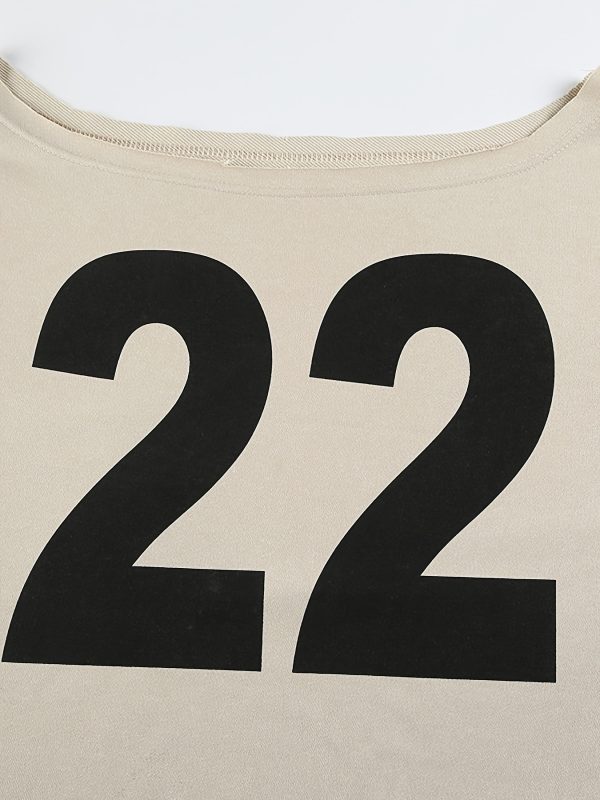 women's y2k oversized sweatshirt off shoulder long sleeve pullover with bold '22' letter print, 100% polyester, machine washable, regular fit for springu002ffall casual wear