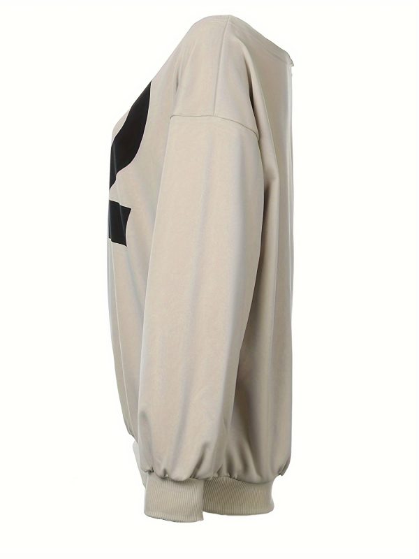 women's y2k oversized sweatshirt off shoulder long sleeve pullover with bold '22' letter print, 100% polyester, machine washable, regular fit for springu002ffall casual wear