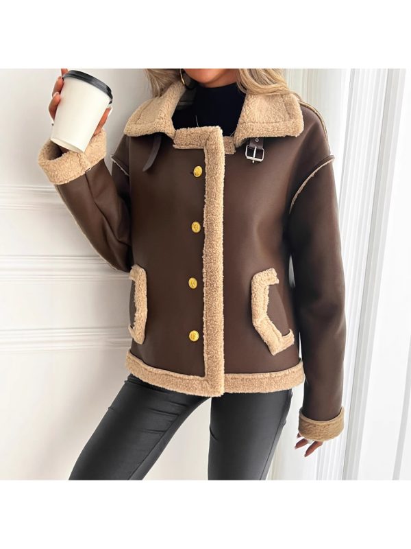 1pc autumn and winter fur coat motorcycle warm women's clothing