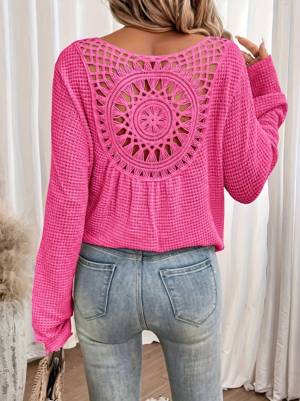 women's elegant v neck long sleeve t shirt with contrast lace detail casual black top, springu002ffall fashion, lightweight polyester blend, perfect for casual attire, ladies t shirts