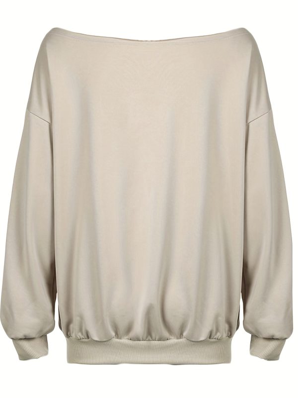 women's y2k oversized sweatshirt off shoulder long sleeve pullover with bold '22' letter print, 100% polyester, machine washable, regular fit for springu002ffall casual wear