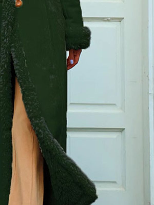 women's cozy fleece lined winter jacket extra long warm coat with pockets, button up front, and fluffy lined for fallu002fwinter, casual outerwear | cozy winter coat | plush lined jacket