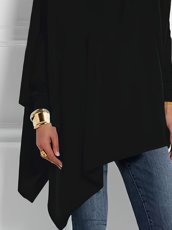women's sexy off shoulder long sleeve t shirt solid color asymmetrical neckline, loose fit, lightweight polyester blend for spring summer fall, versatile casual to dressy top, casual chic wear | asymmetrical neckline | lightweight fabric