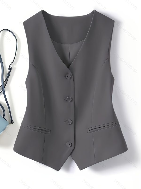 spring and autumn new slim outerwear layered women's shoulder blue short vest