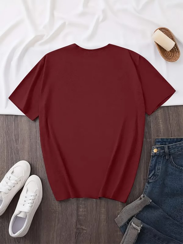 women's black christmas card crew neck t shirt short sleeve gift ideas 3pcs breathable crew neck short sleeve top non stretch regular fit casual fall winter pullover, machine washable holiday top, reindeer christmas decoration,