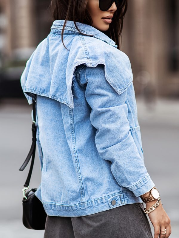 2025 premium women's oversized denim jacket streetwear essential with raw hem, fashionable rips, and a casual fit, blue jean coat for casual attire, allseason jacket | oversized denim jacket | ripped design